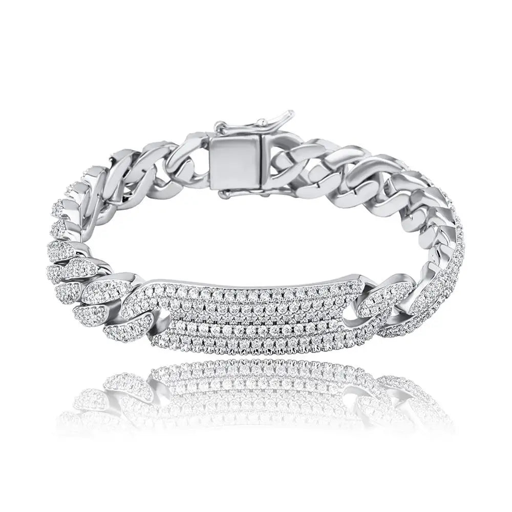 TOPGRILLZ 9mm Miami Cuban Chain Bracelet Copper Material Iced Out Cubic Zirconia Men's Hip Hop Fashion Charm Jewelry For Gift