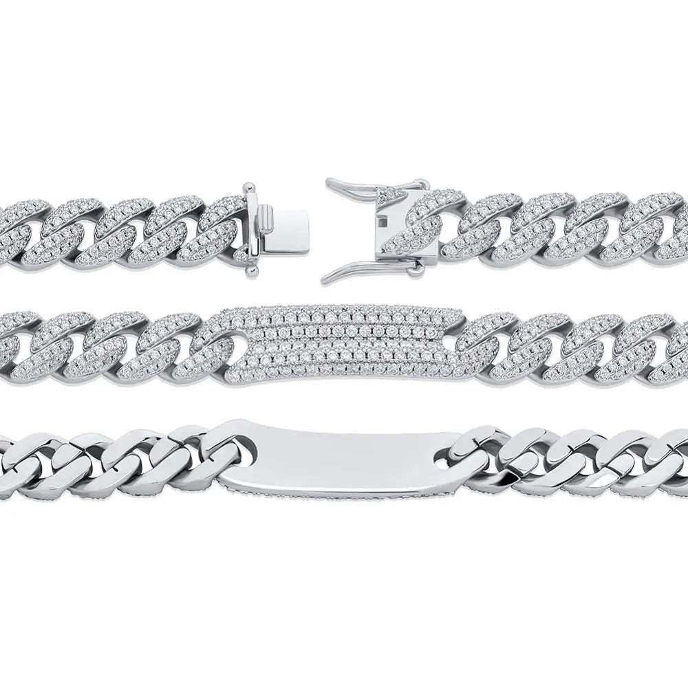 TOPGRILLZ 9mm Miami Cuban Chain Bracelet Copper Material Iced Out Cubic Zirconia Men's Hip Hop Fashion Charm Jewelry For Gift