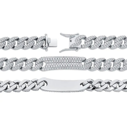 TOPGRILLZ 9mm Miami Cuban Chain Bracelet Copper Material Iced Out Cubic Zirconia Men's Hip Hop Fashion Charm Jewelry For Gift