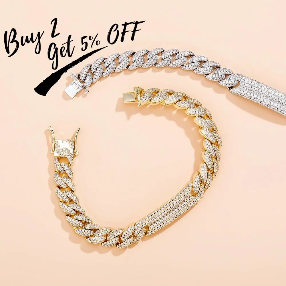 TOPGRILLZ 9mm Miami Cuban Chain Bracelet Copper Material Iced Out Cubic Zirconia Men's Hip Hop Fashion Charm Jewelry For Gift