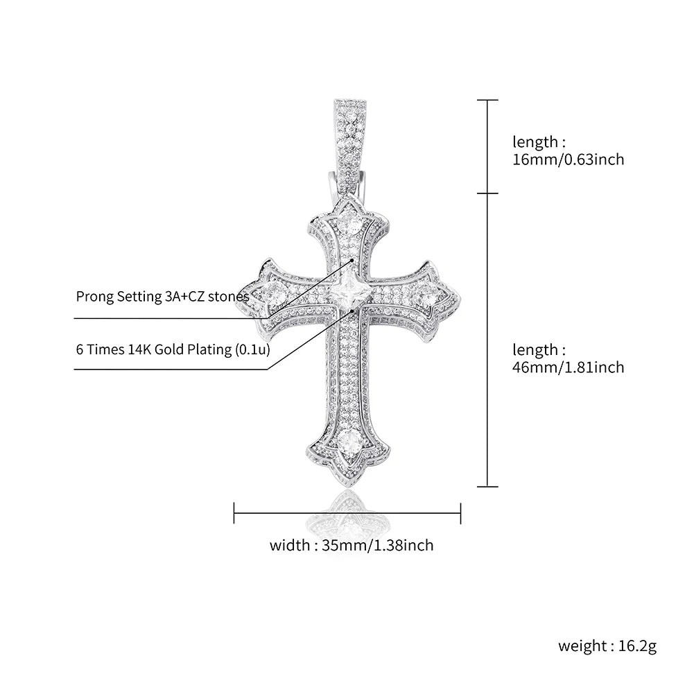 JINAO 2022 NEW European and American Style Colorful Cross Pendant High Quality Ice Cravejado AAA+ Cubic Zircon Jewelry For Gift