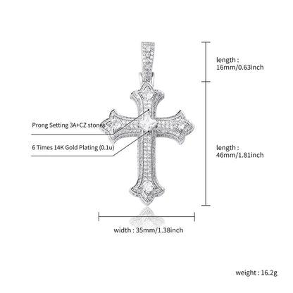 JINAO 2022 NEW European and American Style Colorful Cross Pendant High Quality Ice Cravejado AAA+ Cubic Zircon Jewelry For Gift