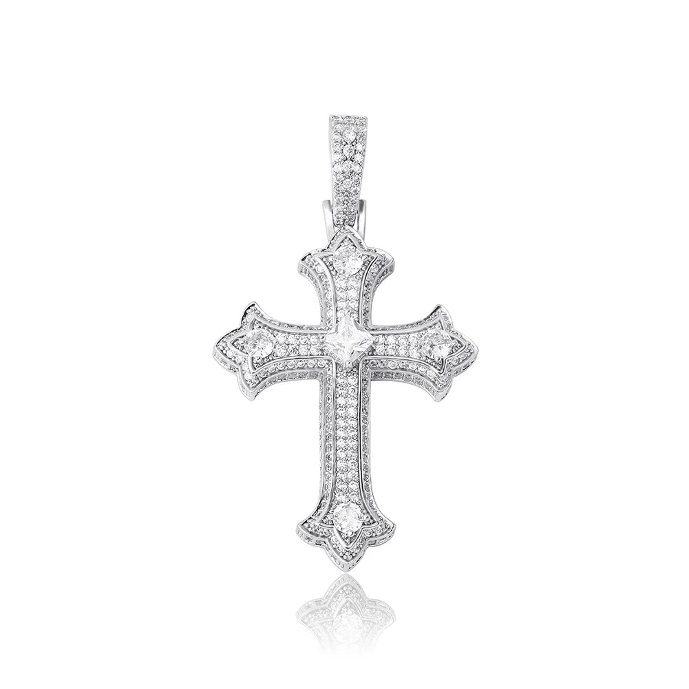 JINAO 2022 NEW European and American Style Colorful Cross Pendant High Quality Ice Cravejado AAA+ Cubic Zircon Jewelry For Gift