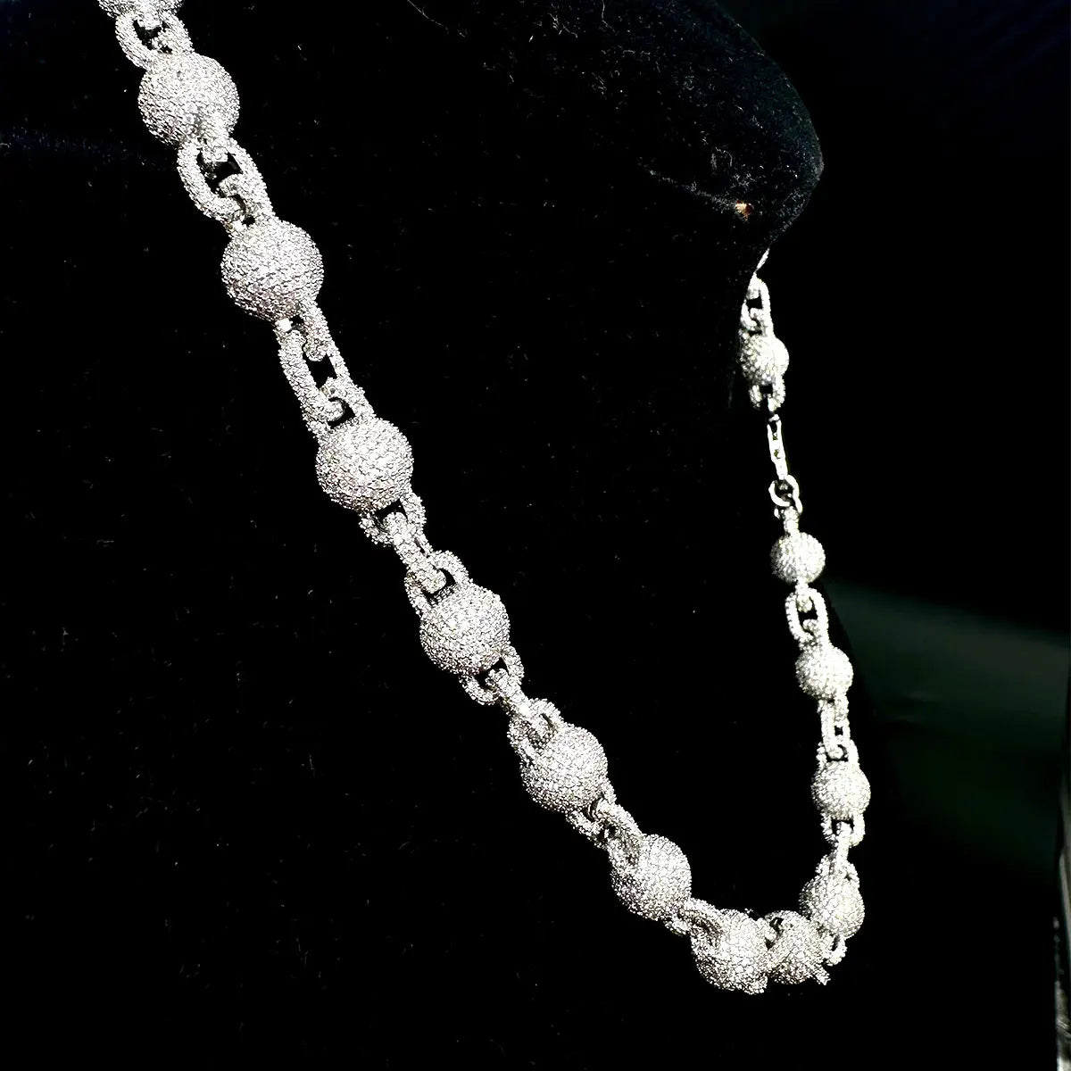 Aokaishen Iced Out Ball Chain for Men Micro Pave Choker Necklace Hip Hop Fashion Jewelry Bling Charms