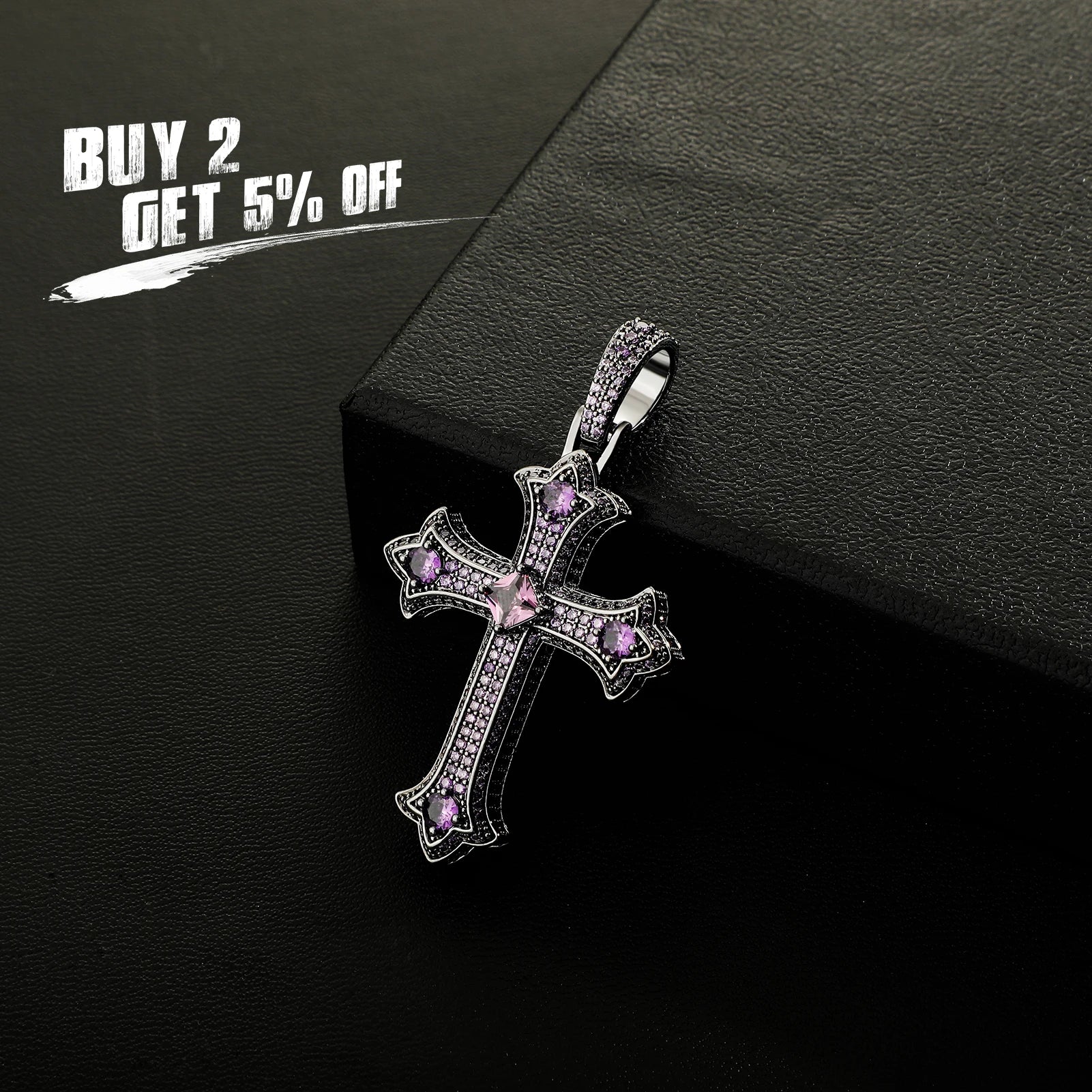 JINAO 2022 NEW European and American Style Colorful Cross Pendant High Quality Ice Cravejado AAA+ Cubic Zircon Jewelry For Gift