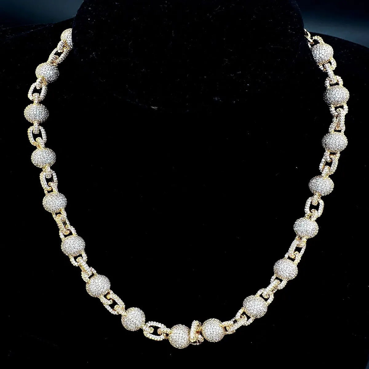 Aokaishen Iced Out Ball Chain for Men Micro Pave Choker Necklace Hip Hop Fashion Jewelry Bling Charms