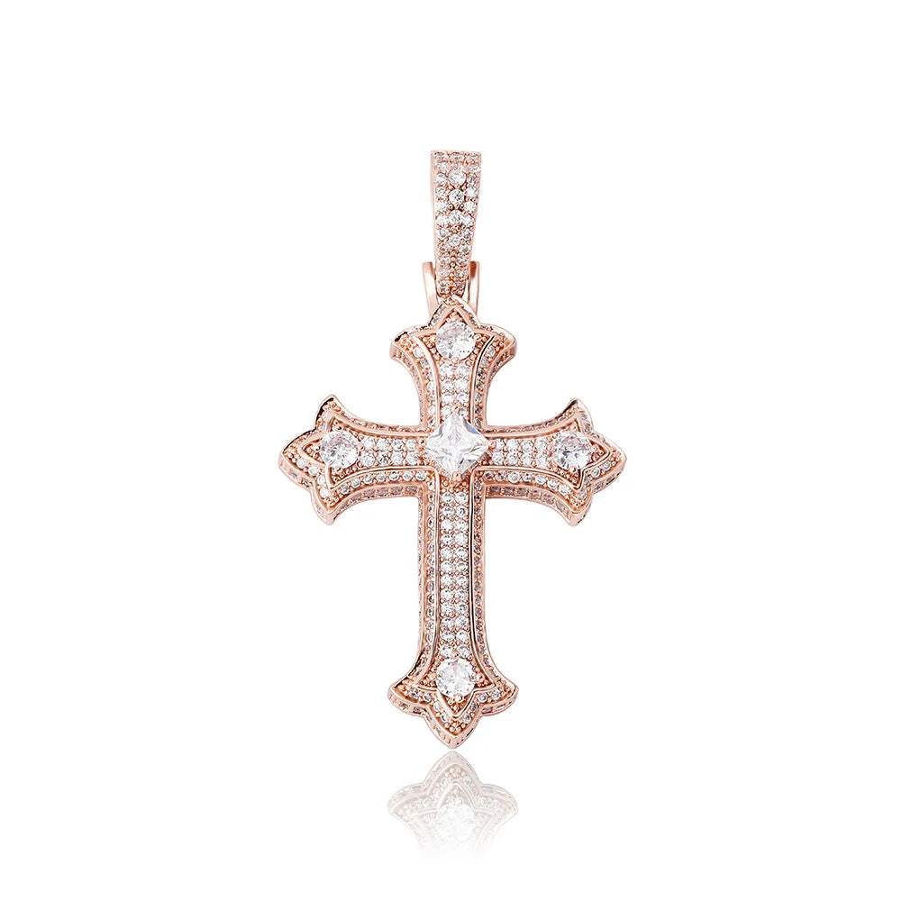 JINAO 2022 NEW European and American Style Colorful Cross Pendant High Quality Ice Cravejado AAA+ Cubic Zircon Jewelry For Gift