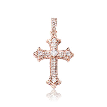 JINAO 2022 NEW European and American Style Colorful Cross Pendant High Quality Ice Cravejado AAA+ Cubic Zircon Jewelry For Gift