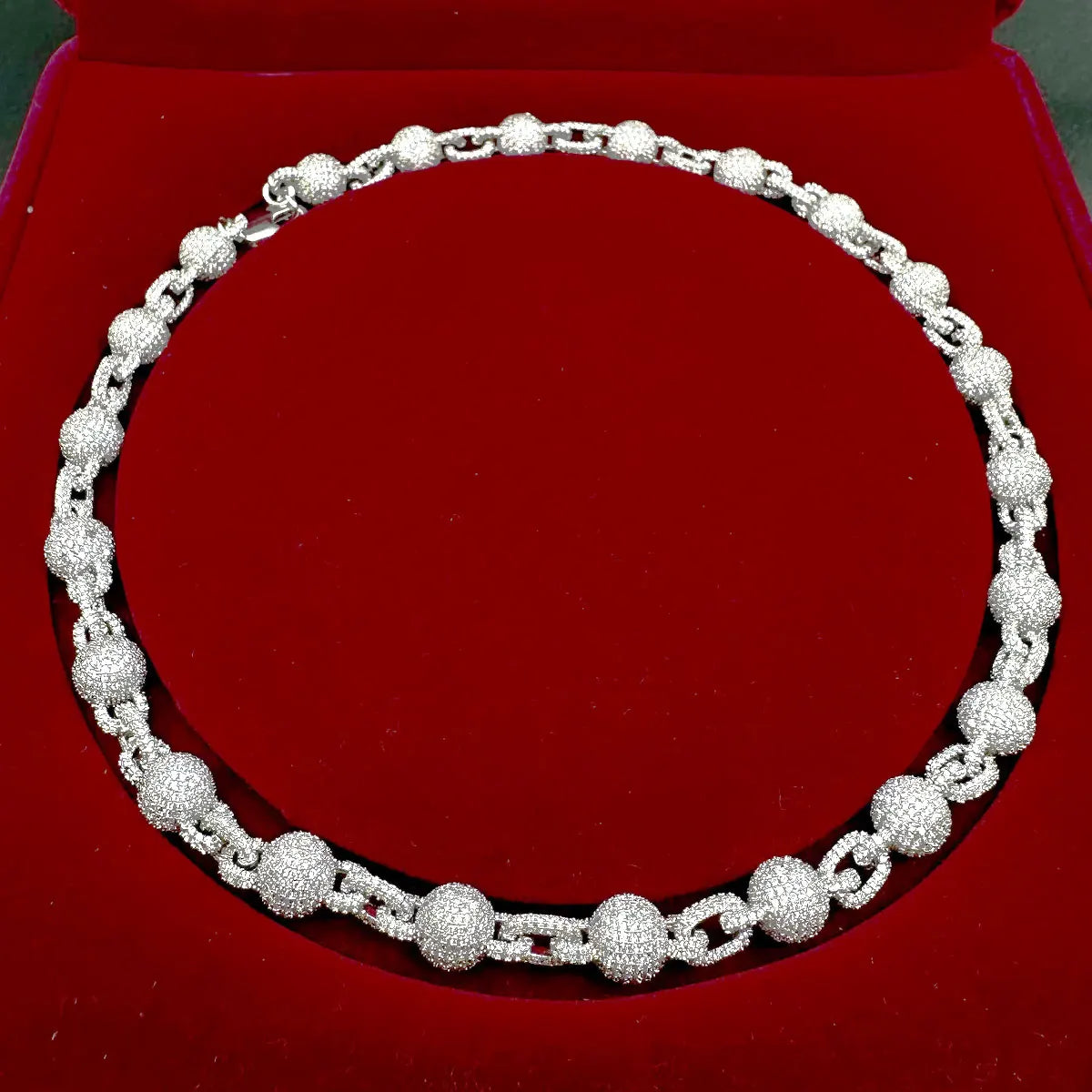 Aokaishen Iced Out Ball Chain for Men Micro Pave Choker Necklace Hip Hop Fashion Jewelry Bling Charms