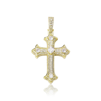 JINAO 2022 NEW European and American Style Colorful Cross Pendant High Quality Ice Cravejado AAA+ Cubic Zircon Jewelry For Gift