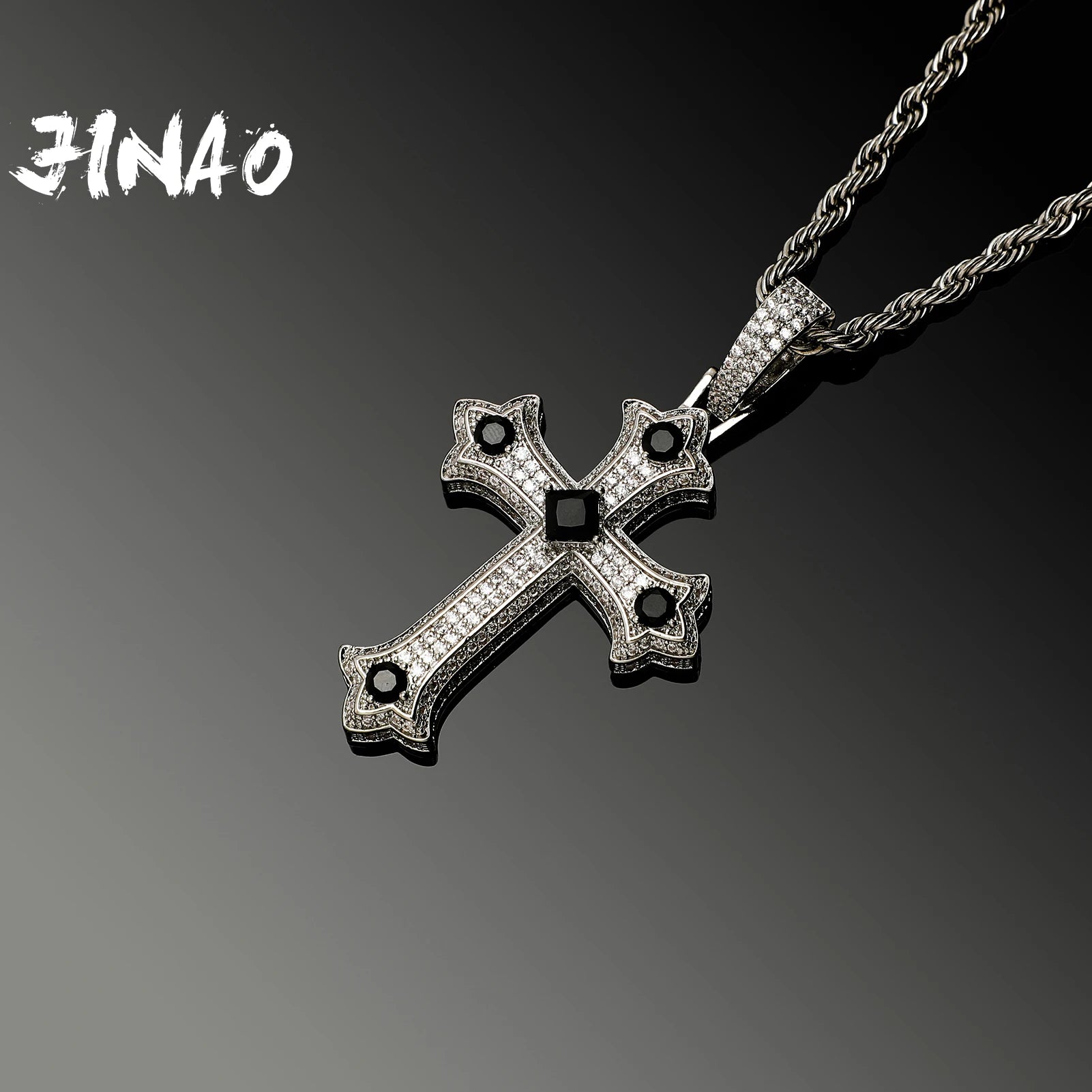 JINAO 2022 NEW European and American Style Colorful Cross Pendant High Quality Ice Cravejado AAA+ Cubic Zircon Jewelry For Gift